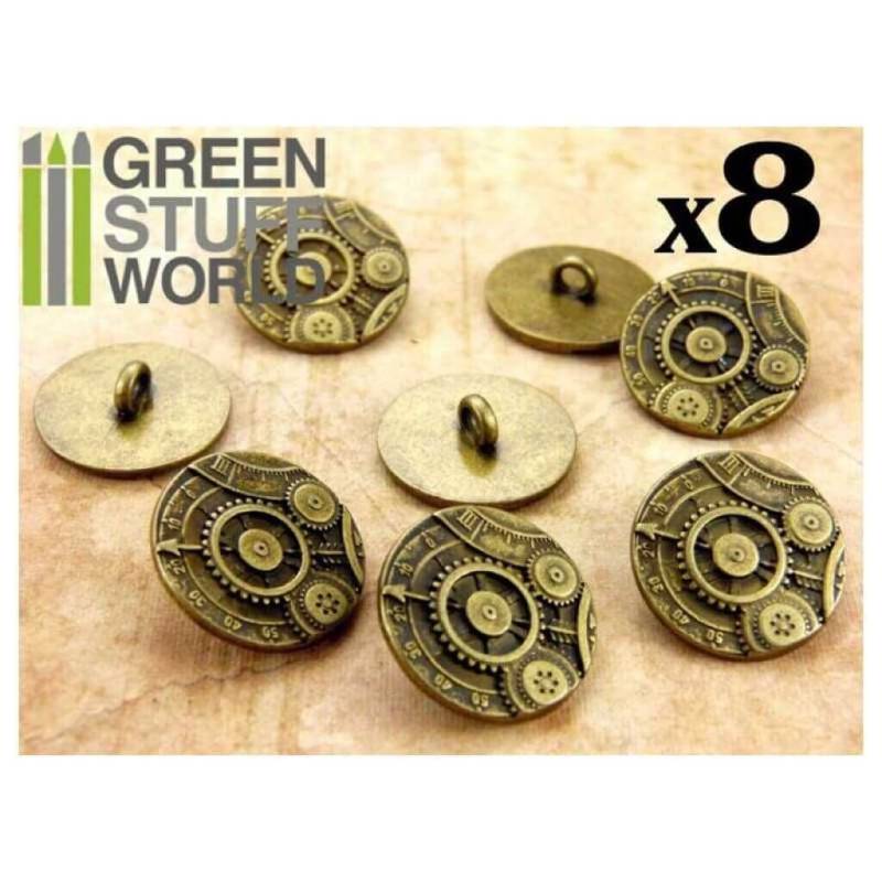 '8x Knöpfe Steampunk-Stil - Antique Gold' von Greenstuff World