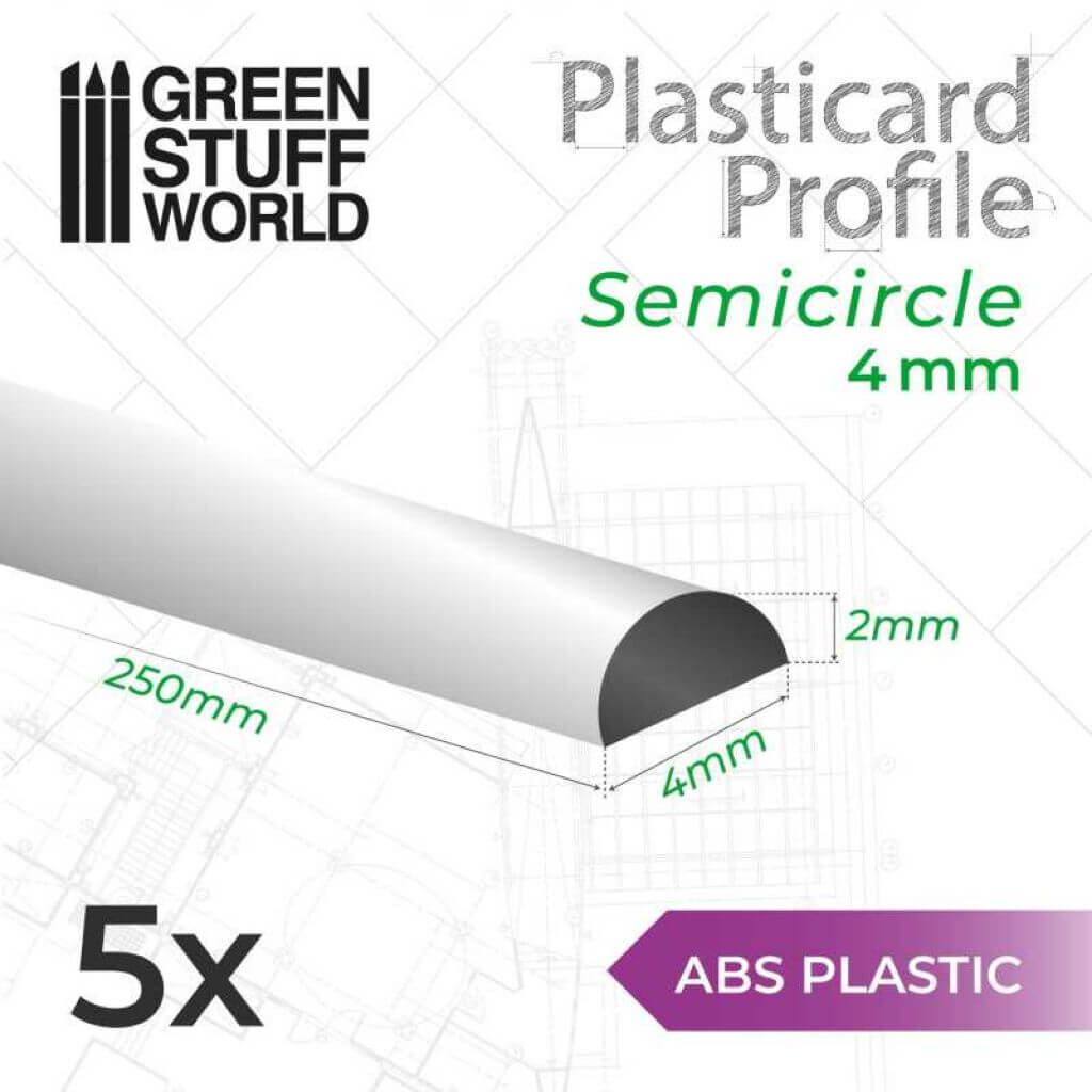 ABS Plasticard - Profile SEMICIRCLE 4mm ABS Plasticard - Profile SEMICIRCLE 4mm von Greenstuff World