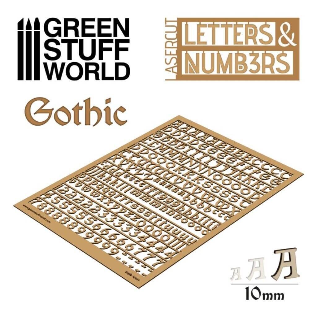 'Buchstaben und Zahlen 10 mm GOTHIC' von Greenstuff World