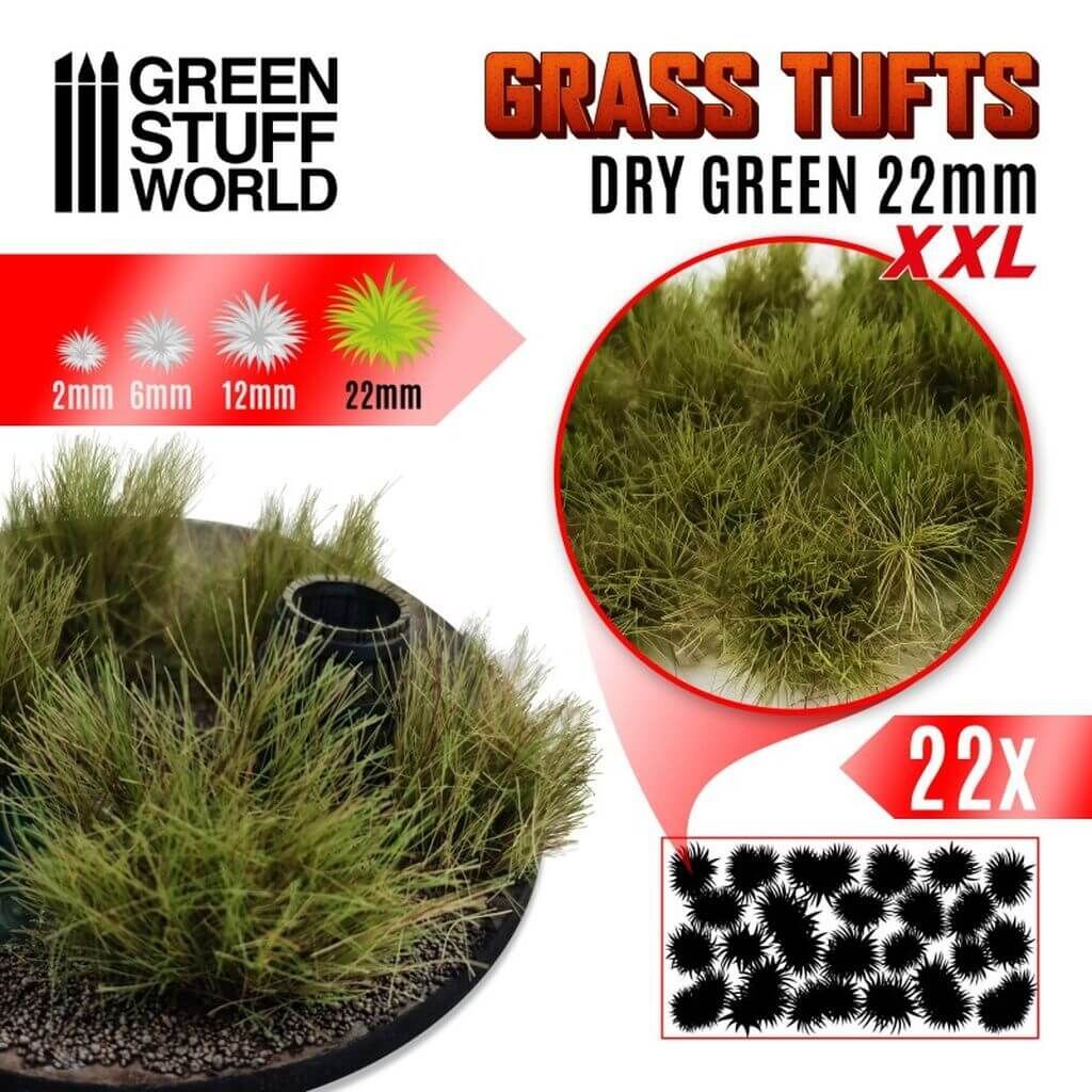 Grasbüschel XXL - Selbstklebend - 22mm - Trockenes Grün von Greenstuff World