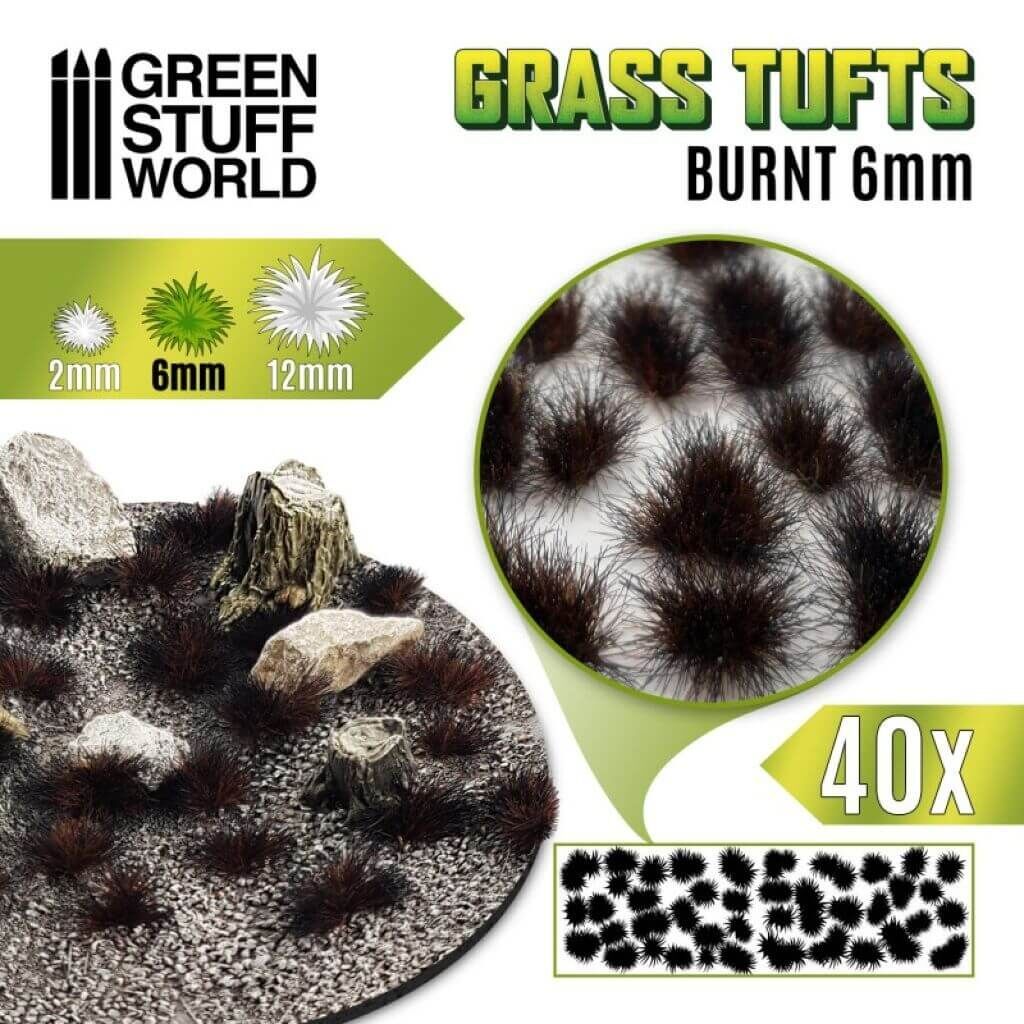 Grass TUFTS - 6mm self-adhesive - BURNT von Greenstuff World