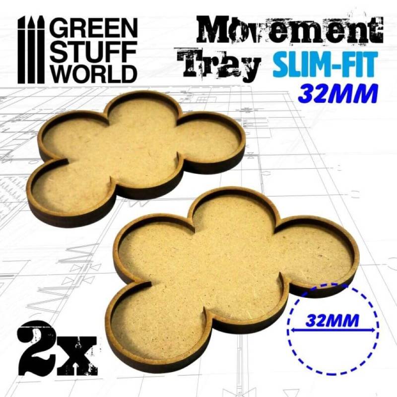MDF Regimentsbases - 32mm x5 - Slimfit