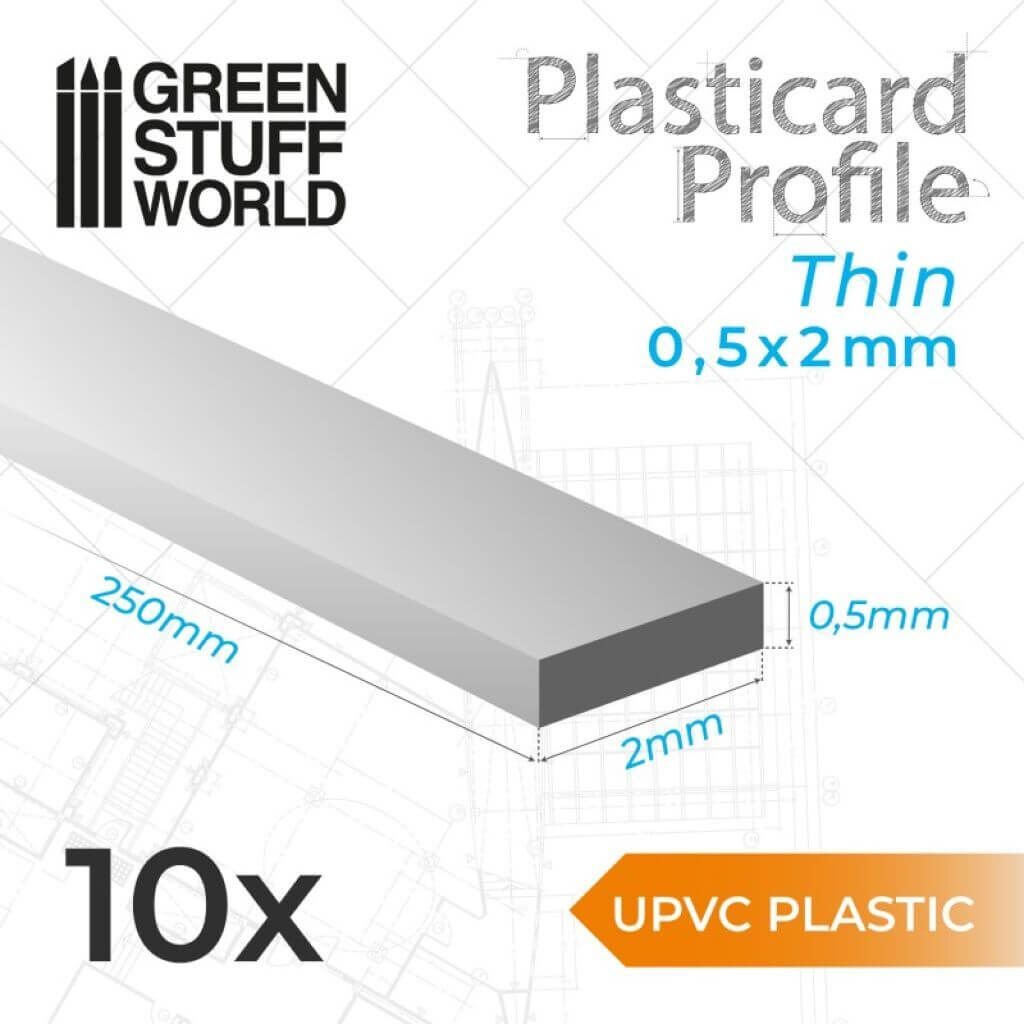 'uPVC Plasticard - Dünn 0.50mm x 2mm' von Greenstuff World