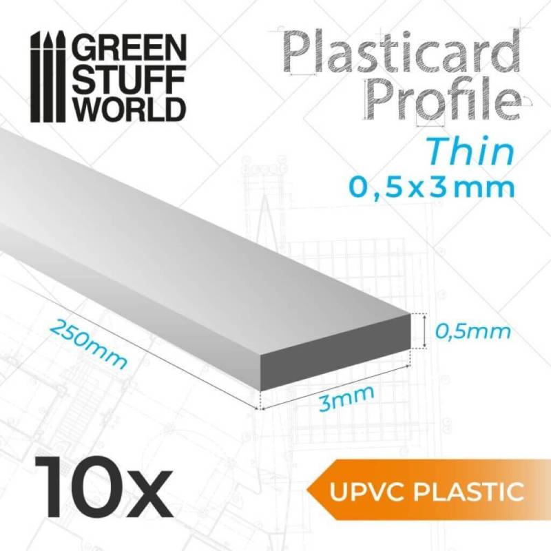 'uPVC Plasticard - Dünn 0.50mm x 3mm' von Greenstuff World