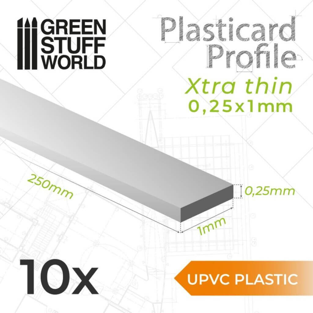 'uPVC Plasticard - FLACHPROFILE Xtra-dünn 0,25x1 mm' von Greenstuff World