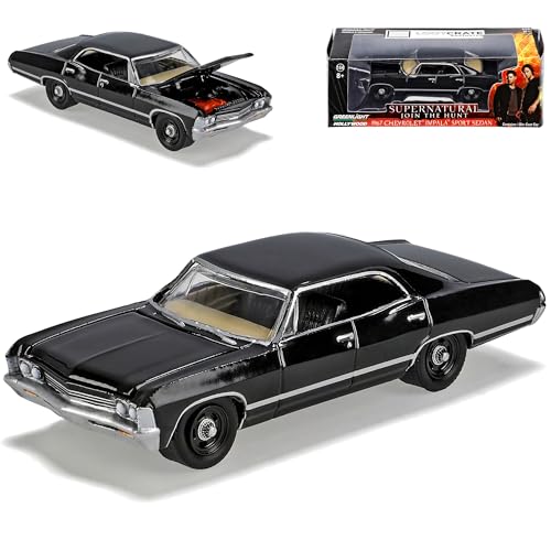 Chevrolet Impala Limousine Schwarz 1967 Supernatural Join The Hunt 1/64 Greenlight Modell Auto mit individiuellem Wunschkennzeichen von Grenlight
