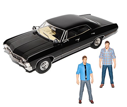 Chevrolet Impala Sport Sedan mit 2 Figuren 1967 Limousine Schwarz Supernatural 1965-1970 1/18 Greenlight Modell Auto mit individiuellem Wunschkennzeichen von Grenlight