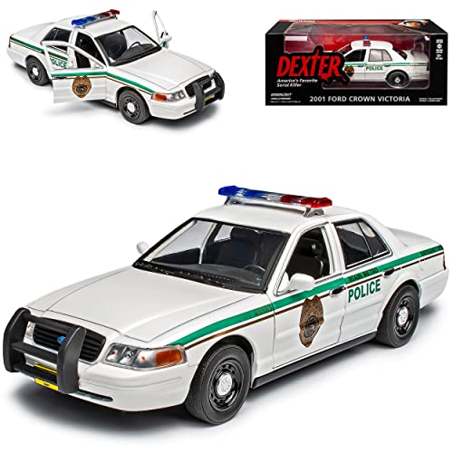 Ford Crown Victoria Police Polizei Miami Metro Police Weiss Grün Dexter 2. Generation 1997-2011 1/24 Greenlight Modell Auto von Grenlight