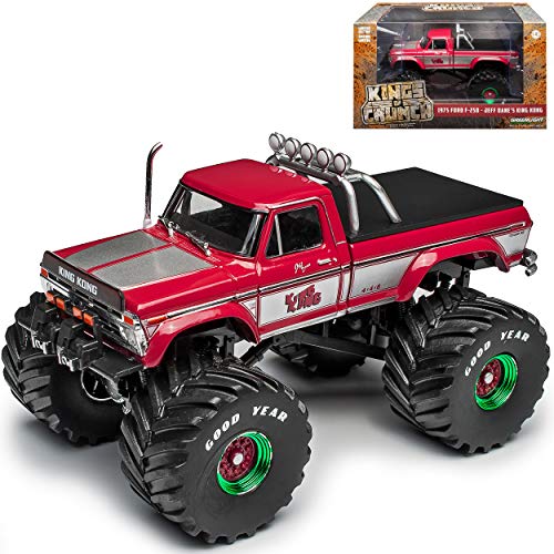 Ford F-250 Jeff Dane´s King Kong Monster Truck Pick-Up Rot Pink mit Grünen Felgen USA 1/43 Greenlight Modell Auto von Grenlight