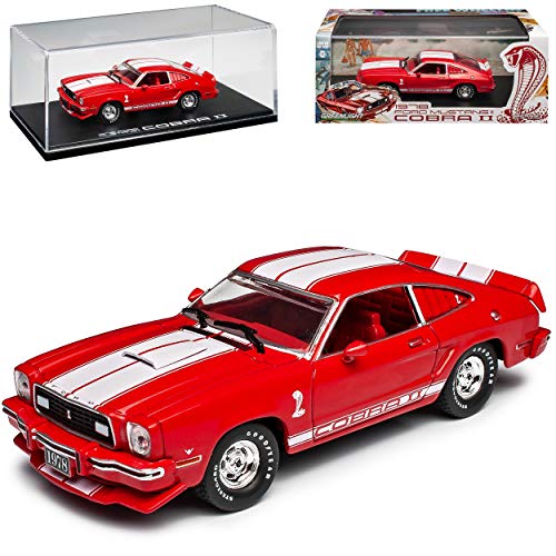 Ford Mustang II Coupe Rot mit Weiss Shelby Cobra 2. Generation 1973-1978 1/43 Greenlight Modell Auto von Grenlight