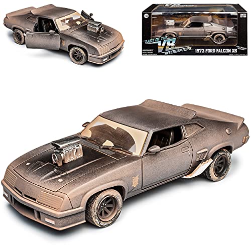 Ford XB Falcon Tuned Version Dirty Staub Version Mad Max II 2 Black Interceptor Schwarz 1973 1/24 Greenlight Modell Auto mit individiuellem Wunschkennzeichen von Grenlight