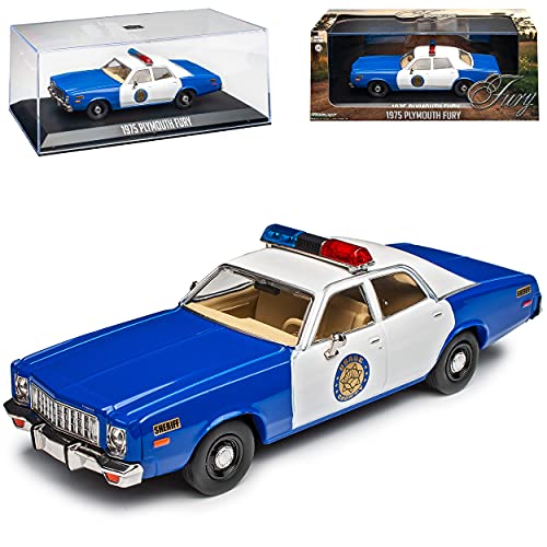 Plymouth Fury Police Polizei Weiss Blau Osage County 1975 1/43 Greenlight Modell Auto von Grenlight