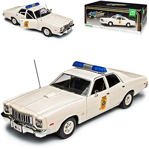 Plymouth Fury Weiss Smokey and The Bandit Mississippi Highway Safety Patrol Police Polizei 1/18 Greenlight Modell Auto von Grenlight