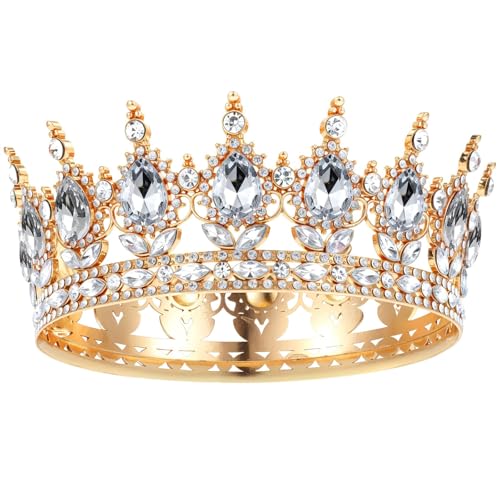 1 Stück Prinzessin Tiara Kristall Krone Damen Vintage Tiara Krone für Frauen Glitzernde Braut Diadem Haarschmuck für Brautkrone,Hochzeit,Abschlussball,Festzug Geburtstag Party(A) von Grevosea