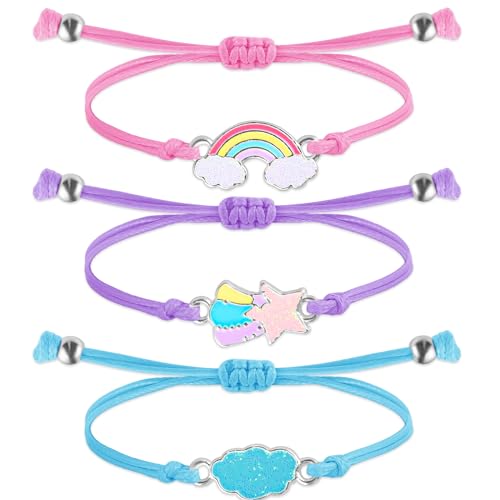 3 Stück Armband Mädchen,Einstellbare Geflochten Armband,Freundschaftsarmbänder,Armband kinder mädchen, Handgefertigtes Armband für Mädchen und Schmuck Mädchen Kinder Mitgebsel Kindergeburtstag Armband von Grevosea