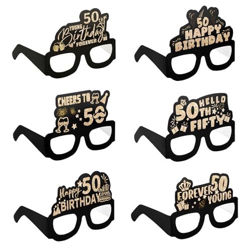 6 Stück Geburtstagsparty Brillen,50. Geburtstag Party Eyewear Party Brillen Set Papier Partybrillen Glitter Papier 3D Party Brille für Frau Mann 50. Geburtstag Party Dekoration Geburtstags 6 Stück Geburtstagsparty Brillen,50. Geburtstag Party Eyewear Party Brillen Set Papier Partybrillen Glitter Papier 3D Party Brille für Frau Mann 50. Geburtstag Party Dekoration Geburtstags von Grevosea