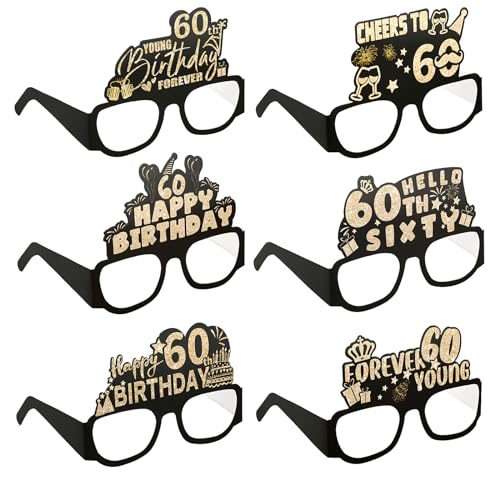 6 Stück geburtstagsparty brillen Happy Birthday 60th Partybrille 3D Happy Birthday Party Paper Eyeglasses,Glitter Papier 3D Party Brille für Frau Mann 50. Geburtstag Party Dekoration Geburtstags 6 Stück geburtstagsparty brillen Happy Birthday 60th Partybrille 3D Happy Birthday Party Paper Eyeglasses,Glitter Papier 3D Party Brille für Frau Mann 50. Geburtstag Party Dekoration Geburtstags von Grevosea