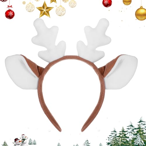 Grevosea 1 Stück Haarreif Rentier Halloween Stirnband Unisex Haarreifen Weihnachten Stirnbänder Haarreif Geweih Kopfschmuck für Damen Kinder Weihnachten, Kostüm, Karneval, Mottoparty(Braun) von Grevosea