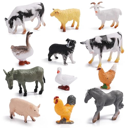 Grevosea 12 Stück Mini Bauernhof Tierfiguren Tiere Figuren Spielzeug Tiere Bauernhof Figuren Animal Figures Safari Tiere Figuren für Ostereier Füller Geburtstag Tier Themed Party Supplies (C) von Grevosea