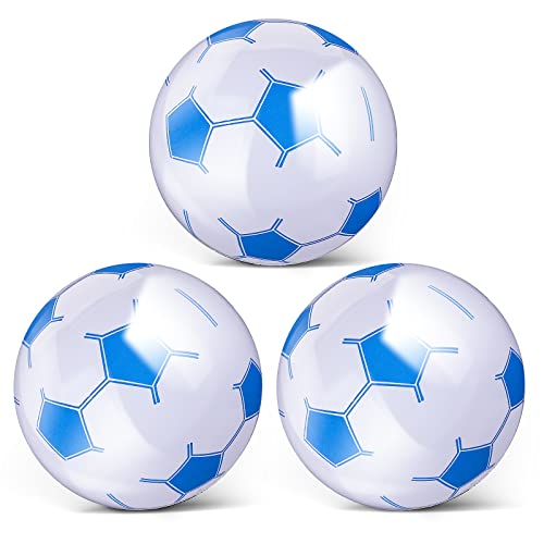 Grevosea 3 Stück Aufblasbarer Strandball,Wasserball Aufblasbar Mini 15 Inch Aufblasbarer Fußball,Wasserball Aufblasbar für Kinder-Pool-fußball für Schwimmbad-Sport-Spiel-Party-zubehör(blau) von Grevosea