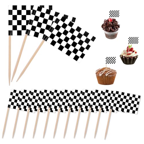 Grevosea 96 Stück Karierte Schwarz Weiße Zahnstocher Flaggen Checkered Racing Flagge Party Cupcake Picks Topper Kuchen Topper Kuchen Deko für Party, Bar, Sportveranstaltungen Grevosea 96 Stück Karierte Schwarz Weiße Zahnstocher Flaggen Checkered Racing Flagge Party Cupcake Picks Topper Kuchen Topper Kuchen Deko für Party, Bar, Sportveranstaltungen von Grevosea