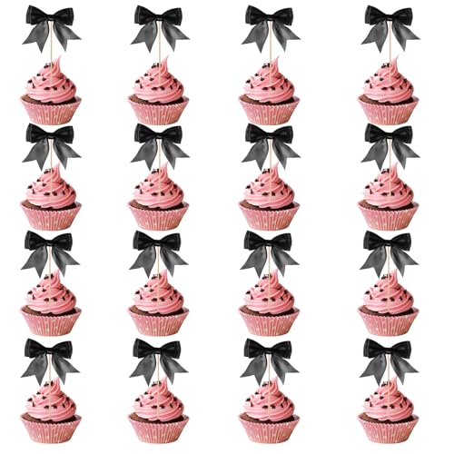 16 Stück Schleifen Tortendeko Schleife Cupcake Topper Tortendeko Cake Topper Geburtstag Tortenaufsätze mit Schleife Cupcake Toppers für Hochzeit Party Babyparty Geburtstag Torte Dekorieren von Grevosea