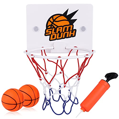 Grevosea Mini Basketball Korb Set,basketballkorb Indoor,Kinder Zimmer mit 2 Stück 6.5cm Bälle Und Pumpe Büro mit Saugnapf für Kinder Office Home-16.2X12cm von Grevosea