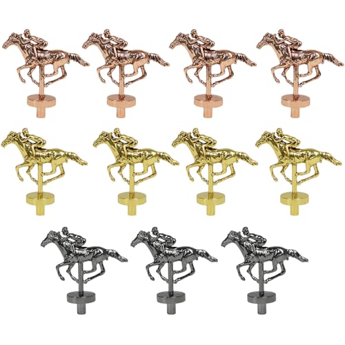 Grhonior 11 Metallpferde für Pferderennen, Brettspiel, 3 Farben, kleines Metallpferde-Set mit kleinem zylindrischem Fuß (Gold 4 + Roségold 4 + Silber 3) von Grhonior