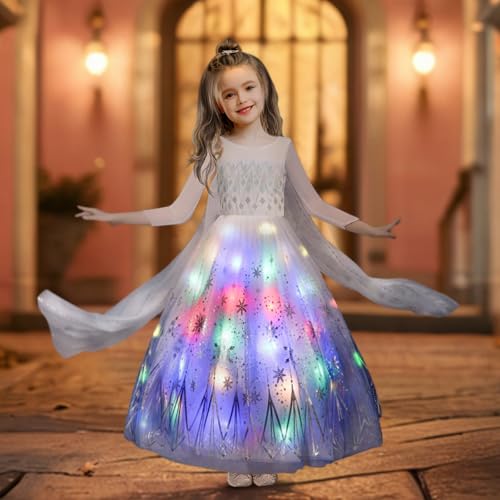 Gridamea Leuchtendes Elsa-Prinzessinnenkostüm für Mädchen mit abnehmbarem LED-Rocksaum, geeignet für alle Arten von Prinzessinnenkleidern Gridamea Leuchtendes Elsa-Prinzessinnenkostüm für Mädchen mit abnehmbarem LED-Rocksaum, geeignet für alle Arten von Prinzessinnenkleidern von Gridamea