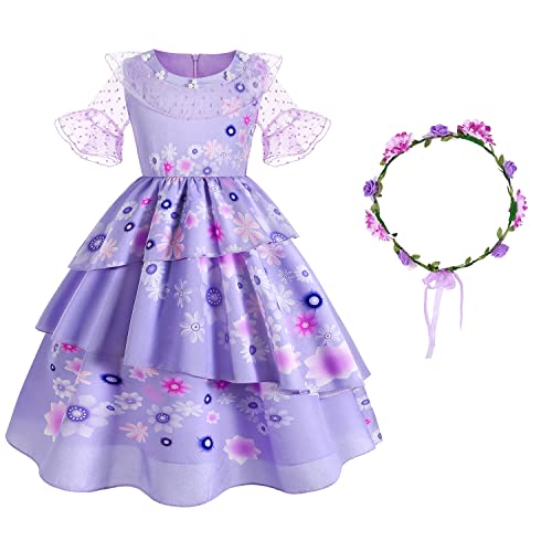 Gridamea Mirabel Kleid für Mädchen, Isabela Kostüm für Kleinkinder, Fantastisches Prinzessinnenkleid mit Tasche, Ohrringen, Brille, Outfit für Hochzeit/Party/Geburtstag/Halloween/Cosplay Gridamea Mirabel Kleid für Mädchen, Isabela Kostüm für Kleinkinder, Fantastisches Prinzessinnenkleid mit Tasche, Ohrringen, Brille, Outfit für Hochzeit/Party/Geburtstag/Halloween/Cosplay von Gridamea