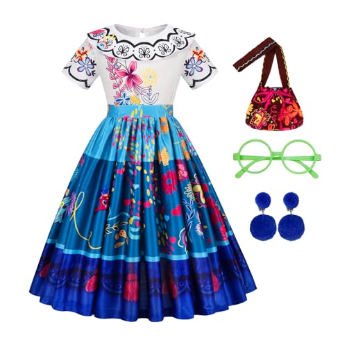 Gridamea Mirabel Kleid für Mädchen, Isabela Kostüm für Kleinkinder, Fantastisches Prinzessinnenkleid mit Tasche, Ohrringen, Brille, Outfit für Hochzeit/Party/Geburtstag/Halloween/Cosplay Gridamea Mirabel Kleid für Mädchen, Isabela Kostüm für Kleinkinder, Fantastisches Prinzessinnenkleid mit Tasche, Ohrringen, Brille, Outfit für Hochzeit/Party/Geburtstag/Halloween/Cosplay von Gridamea