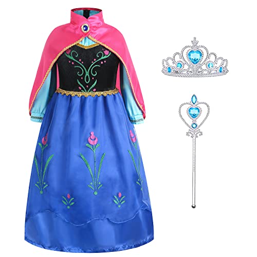 Gridamea Mädchen Elsa Kleid, Anna Kostüm mit Feenstab und Krone Tiara für Hochzeit/Party/Cosplay Gridamea Mädchen Elsa Kleid, Anna Kostüm mit Feenstab und Krone Tiara für Hochzeit/Party/Cosplay von Gridamea