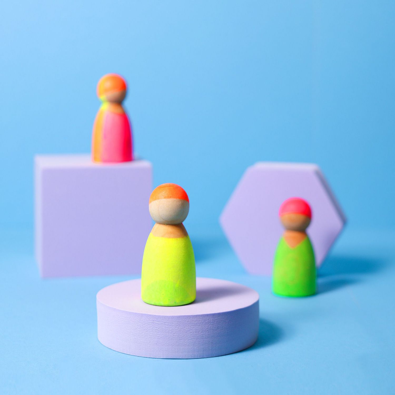 Grimm's Neonfreunde - 3 Holzfiguren - Mix von Grimm's