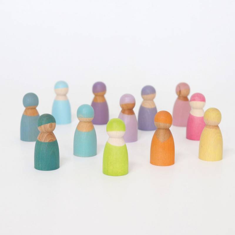 Grimm&#039;s Regenbogenfreunde - 12 Holzfiguren - Pastell von Grimm&#039;s
