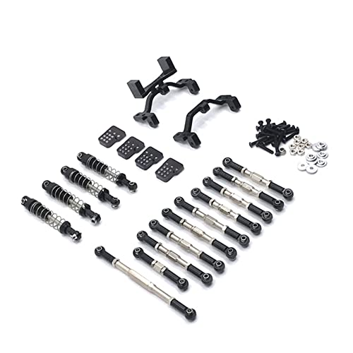 Griwiuiowe Metall Lenkung Stange Ziehen Stangen Halterungen Stoß DäMpfer Set für C14 C24 C24-1 1/16 RC Auto Upgrade Teile,Schwarz von Griwiuiowe