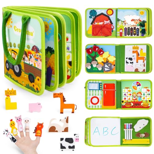 Busy Board Montessori Spielzeug ab 1 2 3 4 Jahre - Activity Buch Board Lernspielzeug und Motorikspielzeug für Kinder Geschenk für Babys von Growithu