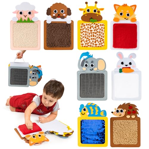 Growithu 8PCS Sensorik Matten für Kinder: Sensorisches Spielzeug für Babys & Kleinkinder - Sinnesmatten Tierische Textured Tactile für Autistische Kinder von Growithu