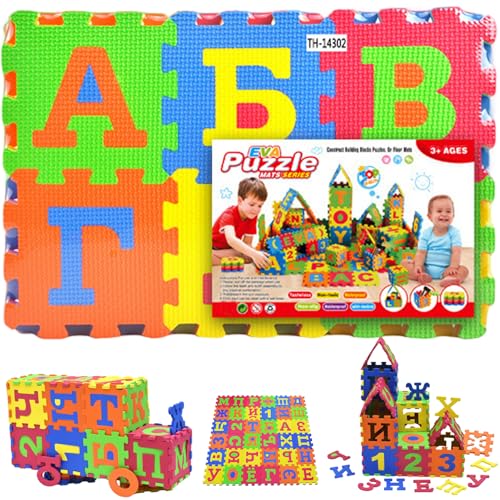 Grtheenumb 36 Kachel Puzzle Teppich, 31x31 Eva Schaumbabymatte für bodenverrockte russische Alphabet -Rätsel Spiel- und Übungsbabys und Kleinkinder, Verschiedene Colorcarpet von Grtheenumb