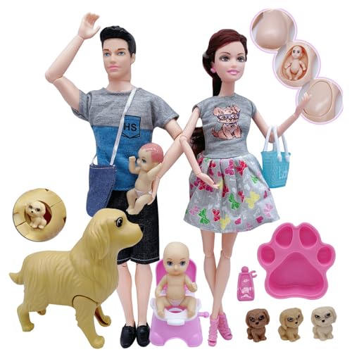 Babypuppe, Puppenhaus Familie, schwanger mit Baby & Papa & Haustier, Imitative sichere Kinderspielzeug für Kinder Geschenk Babypuppe, Puppenhaus Familie, schwanger mit Baby & Papa & Haustier, Imitative sichere Kinderspielzeug für Kinder Geschenk von Grtheenumb