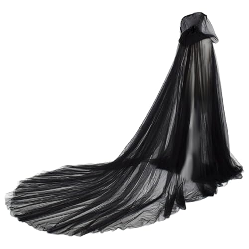 Frauen Halloween Kostüme 2025, Schiere Cape Womens Halloween Kostüme Erwachsener in voller Länge schwarzer Umhang mit für Feiertagsparty Frauen Halloween Kostüme 2025, Schiere Cape Womens Halloween Kostüme Erwachsener in voller Länge schwarzer Umhang mit für Feiertagsparty von Grtheenumb