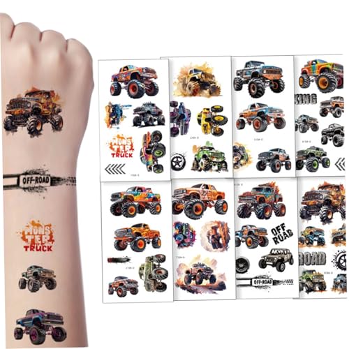 Grtheenumb 10 Blatt Temporäre Tätowierungen für Kinder, hautfreundliche Traktorparty-Gefälligkeiten, coole LKWs Kinder Tattoos vorübergehend für Jungen, Girlstemporary von Grtheenumb