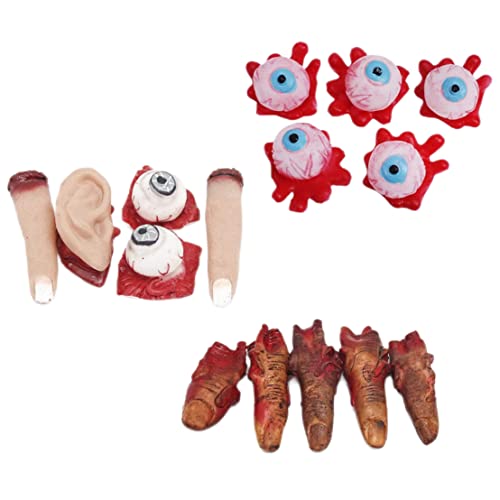Grtheenumb Augäpfel, Halloween -Dekorationen Blutgrad Requisiten Set realistische Finger Plastik Augäpfel Künstliche gebrochene Körperteile Horror Streichzubehör für Feiertage von Grtheenumb