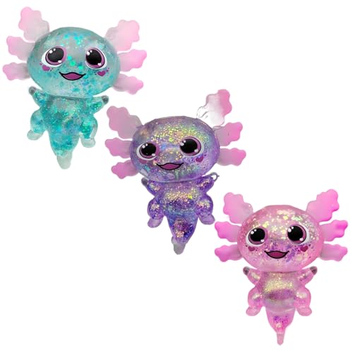 Grtheenumb Axolotl Squishes Spielzeug Stressbällchen, 3pcs sensorische Zappelkugeln, 3D-Salamander-Squishes-Teig-Ball, Relief Toy Party bevorzugt Axolotl, Osterkorb Stuffers für Kinder und Erwachsene von Grtheenumb