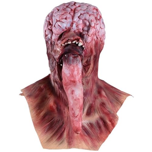 Grtheenumb Beängstigende Maske, Zombie -Maske gesichtslose lange Zungen scharfe Zähne beängstigend mit innerem Gehirn frei für Party, Cosplay, Spukhaus von Grtheenumb