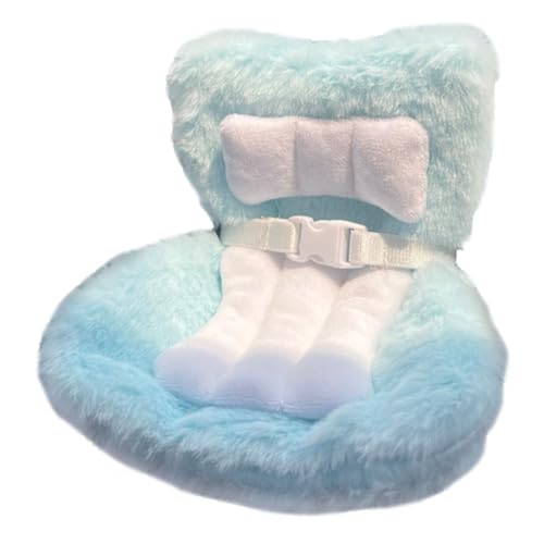 Grtheenumb Doll Car Seat, Soft Furry Plush Cute Baby Doll Car Seat with Safety Belt Functional Ornament for Air Vent Clip Desktop Display, BlueDoll von Grtheenumb