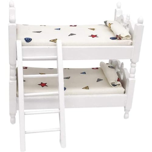 Grtheenumb Dollhouse Möbel, Puppenhausbett 1/12 Mini Doll House Etagenbett Wohnzimmer Möbel Dekor Kinder tun Spielspielzeug - weiße Geometrie für Feiertage Grtheenumb Dollhouse Möbel, Puppenhausbett 1/12 Mini Doll House Etagenbett Wohnzimmer Möbel Dekor Kinder tun Spielspielzeug - weiße Geometrie für Feiertage von Grtheenumb