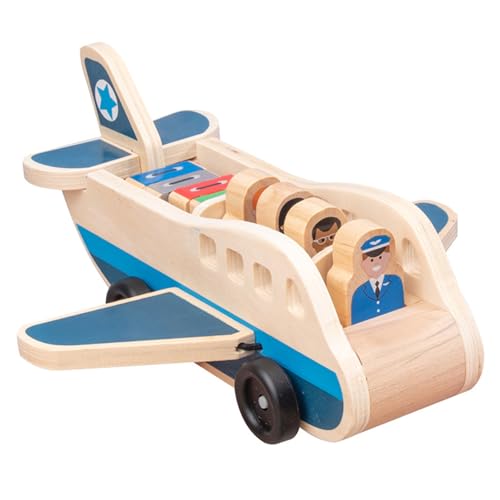 Grtheenumb Hölzerne Passagierflugzeugset, Spielzeugflugzeug mit 4 Spielfiguren und 4 Koffer für Kleinkinder, klassisches Holzspielzeug perfekt für Rollenspiele und Fähigkeitenentwicklungsspielzeuge Grtheenumb Hölzerne Passagierflugzeugset, Spielzeugflugzeug mit 4 Spielfiguren und 4 Koffer für Kleinkinder, klassisches Holzspielzeug perfekt für Rollenspiele und Fähigkeitenentwicklungsspielzeuge von Grtheenumb