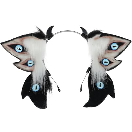 Grtheenumb Pelzige Ohren, niedliche flauschige Hörner Cosplay mit mehreren Augen Stirnband Plüsch Therian Ohren Halloween Kostüme für Themenpartyfurry Grtheenumb Pelzige Ohren, niedliche flauschige Hörner Cosplay mit mehreren Augen Stirnband Plüsch Therian Ohren Halloween Kostüme für Themenpartyfurry von Grtheenumb