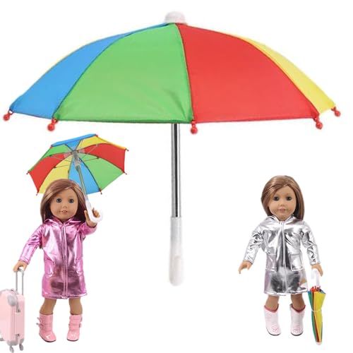 Grtheenumb Puppenschirme für 18 Zoll Puppen, farbenfrohe Spielzeugschirm, 10, 2 x 8, 5 Zoll geöffnet. von Grtheenumb