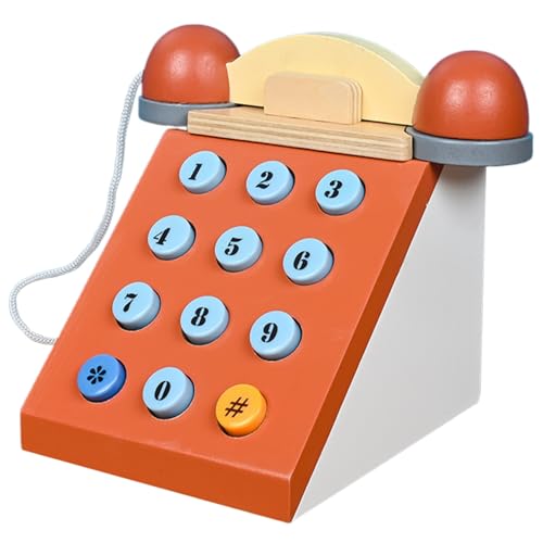 Grtheenumb Spielzeugtelefon, Retro -Telefon klassisches hölzernen realistisch von Grtheenumb